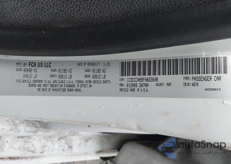 2015 Chrysler 200 Limited from USA, damaged, VIN 1C3CCCAB9FN663606